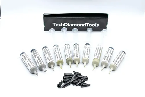 Vista 6 de TechDiamondTools Kit de 10 pasta de pulido de diamante compuesto para pulir en Estados Unidos, hecho de grano 200,000 a 400 para mármol, vidrio
