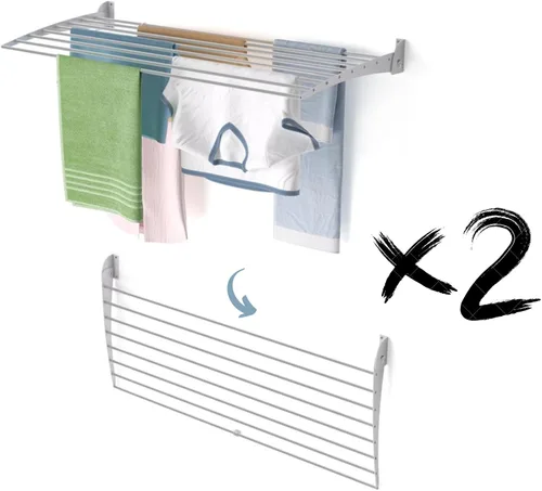 Vista 56 de foxydry Rejilla de secado plegable para montar en la pared, plegable que ahorra espacio, 24 pulgadas Negro - Cerrando