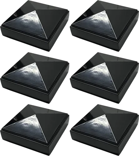 Vista 21 de Tapa de poste de pirámide de aluminio de 2 x 2 pulgadas para postes de metal, ajuste a presión, color negro con recubrimiento en polvo, resistente