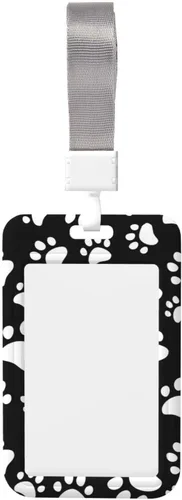 Vista 9 de Soporte para tarjetas de identificación con estampado de pata de oso con cordón, protector de tarjeta de identificación vertical, soporte para placa