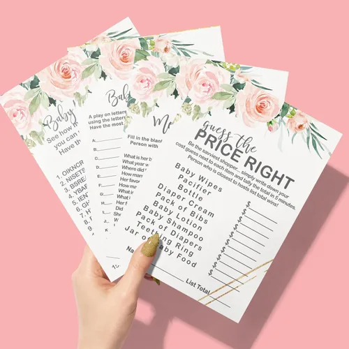 Vista 7 de Graceful - Juegos florales para baby shower, 25 cada uno, adivina el precio correcto, Baby Shower Word Scramble, Baby Name Race y Who Knows Mommy