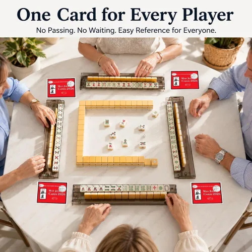 Vista 5 de Cartas de Mahjong Americano 2026, paquete de 4 guía de referencia rápida