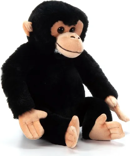 Vista 2 de The Petting Zoo Peluche de chimpancé, regalos para niños, animales salvajes del zoológico Onez, juguete de peluche de chimpancé de 12 pulgadas