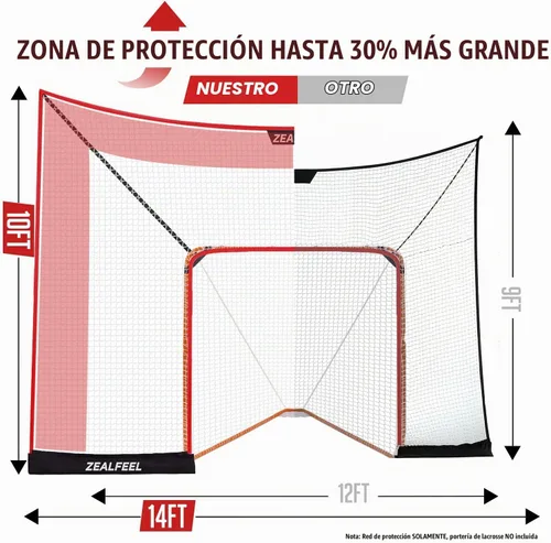 Vista 2 de ZEALFEEL Lacrosse Backstop Net 14x10FT, Extra-Large Shooting Coverage