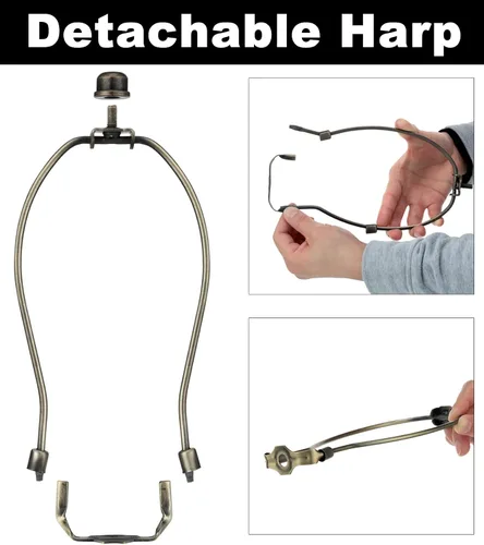 Vista 4 de Kit de soporte de arpa de lámpara de 8 pulgadas con remate y base de sillín desmontable de alta resistencia, juego de 2 accesorios de iluminación