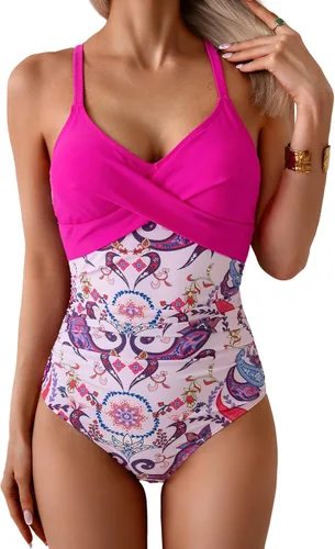 Vista 18 de B2prity Traje de baño de una pieza para mujer con control de abdomen marrón (Cameo Brown)