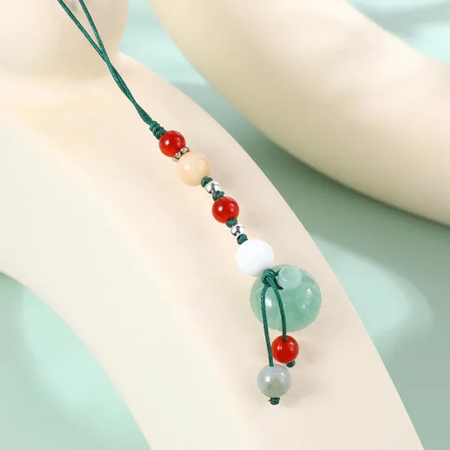 Vista 9 de Hemobllo Abalorio para teléfono – Jade Lotus Phone Charm Strap Agate Mobile Phone Pendant Decorativo Teléfono Celular Accesorios para Llavero