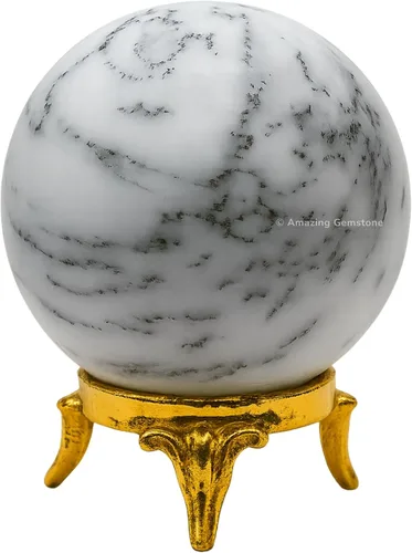 Vista 19 de Amazing Gemstone Bola de cristal de Amazonita con soporte, bolas de meditación de esfera de cristal de 2 pulgadas para brujería y bolas decorativas