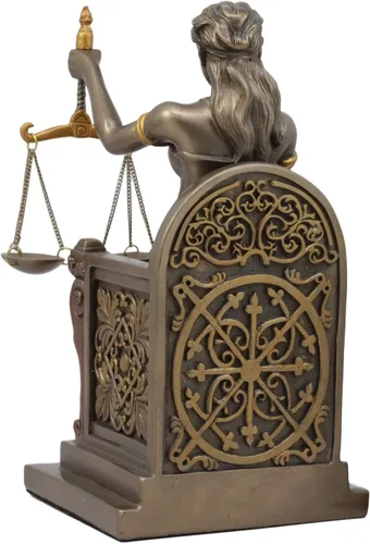 Vista 5 de Ebros Gift Figura de ley y orden judicial de 8 pulgadas de alto, escultura de diosa griega La Justica en acabado de resina de bronce sintético