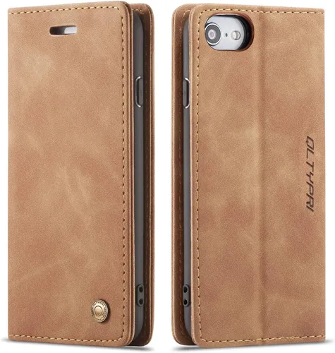 Vista 9 de QLTYPRI Funda de cuero para iPhone 6 Plus/6S Plus, Vintage Flip Folio Cover con ranura para tarjetas, cierre magnético, cubierta protectora a prueba