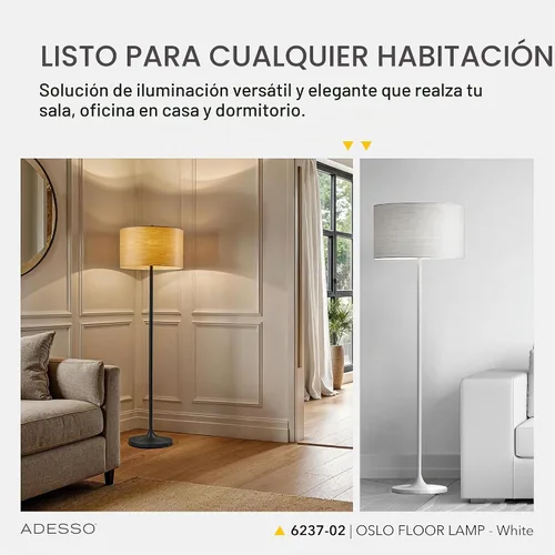 Vista 3 de Adesso 6237-02 Lámpara de pie Oslo - Equipo de iluminación resistente a la corrosión, a prueba de arañazos, con acabado blanco mate y cuerpo