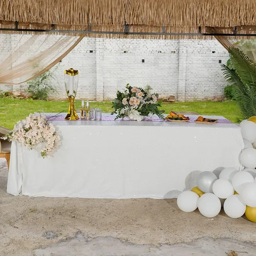 Vista 56 de Mantel de lentejuelas de 60 x 102 pulgadas, azul bebé, para boda, fiesta, despedida de soltera, rectangular