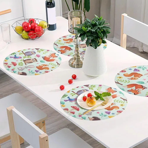 Vista 6 de Cute Animals Table Placemat, Washable Place Mat Heat Resistant for Kitchen one sizex4