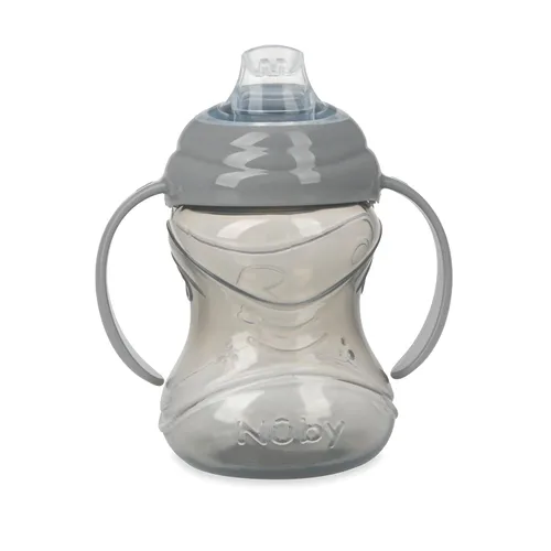 Vista 5 de Nuby Taza de agarre N' Sip de 3 piezas sin derrames con boquilla flexible suave, 2 asas con función Clik It Lock, neutro, 10 onzas