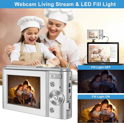 Vista 4 de Cámara digital para bebés para niños, adolescentes, niños y niñas, adultos, cámara para niños 1080P 48MP con tarjeta SD de 32 GB, cámara digital