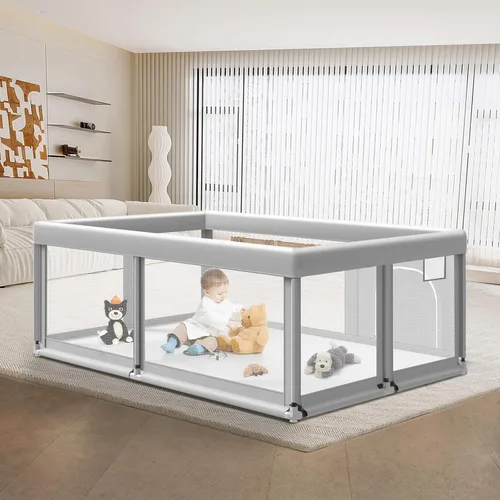 Vista 12 de Corralito de juegos para bebés y niños pequeños de 50 x 50 pulgadas, patios de juegos para interiores y exteriores, corral de juego de seguridad