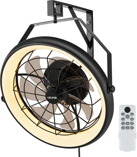 Vista 13 de VEVOR Ventilador de montaje en pared de 8.5 pulgadas, ventilador colgante