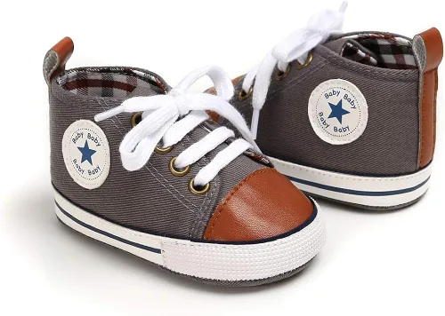 Vista 4 de Meckior - Tenis tipo botín para niños y niñas pequeños de 1 a 3 años con suela suave antideslizante de cuero sintético. Mocasines para bebés recién