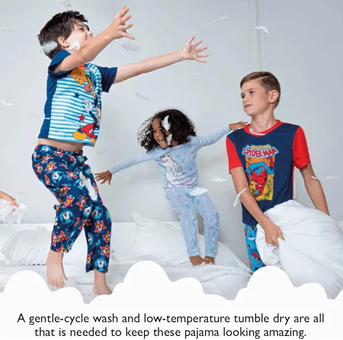 Vista 6 de Marvel Boys Avengers Black Panther Captain America Thor Spider-Man 4-Piece Snug-fit Cotton Pajamas Set