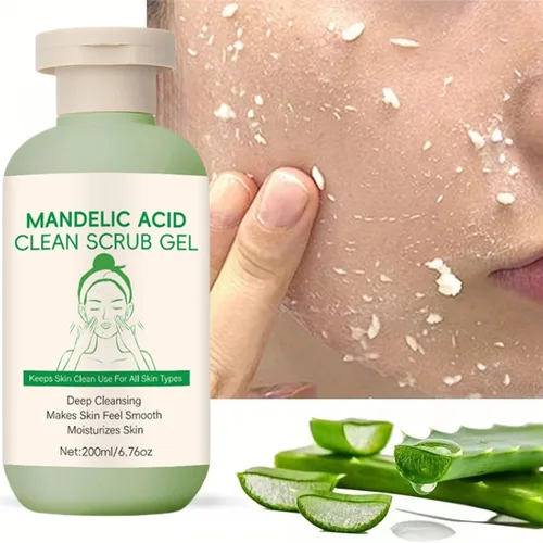 Vista 6 de Gel exfoliante de ácido mandélico para rostro y cuerpo, exfoliante purificador Limpieza profunda, hidrata y mejora la piel, refinado de poros