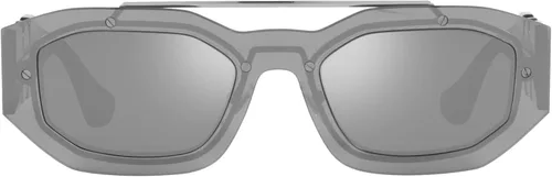 Vista 3 de Versace Gafas de sol unisex Transp marco plateado espejo gris lentes plateados espejo gris claro 2008in