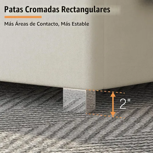 Vista 6 de Jocisland Base de cama tapizada tamaño King con cabecera de 58 pulgadas de Crema