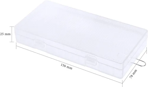 Vista 2 de Paquete de 2 cajas de almacenamiento de baterías de plástico 18650 de 8 celdas con soporte de gancho, impermeable, transparente, de plástico duro