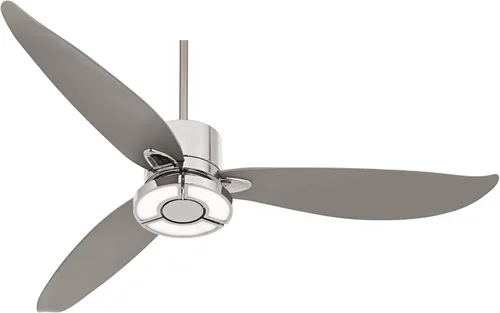 Vista 2 de Ventilador de techo interior Vengeance de 56" cromado de 3 aspas con Estilo moderno acabado plateado dormitorio sala de estar cocina comedor oficina