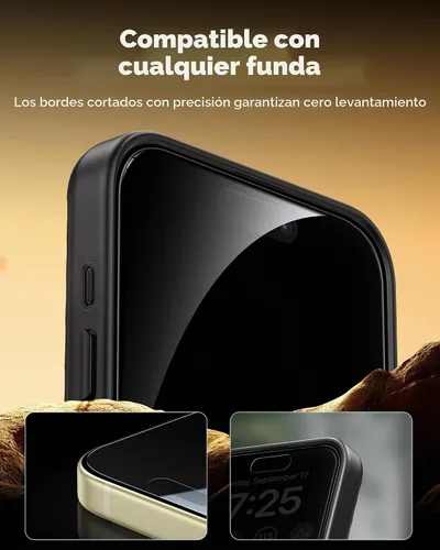 Vista 6 de UNBREAKcable Protector de pantalla de privacidad para iPhone 15-3 Pack