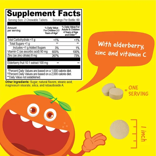 Vista 3 de VitaWorks Paquete de hierro para niños de 10 mg + vitamina C masticables + saúco + zinc + C