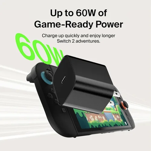 Vista 2 de 60w Charger for Nintendo Switch 2 Charger 20V 3A Power AC Adapter Fast Charging with 5FT USB C Cord Cable for Switch, Lite, OLED, Steam Deck