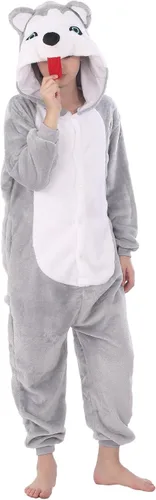 Vista 8 de WOYASIM Pijama de animal para niños, disfraz de una pieza, ropa de dormir, Halloween, Pascua, cosplay para niñas y niños