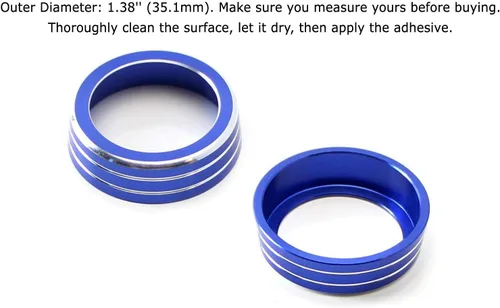 Vista 7 de Cubiertas iJDMTOY para ruedas de control climático manual, de aluminio anodizado, 2 unidades, Azul