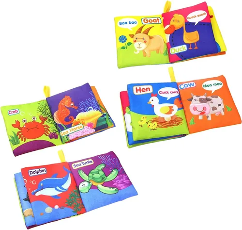 Vista 4 de Coolplay Baby's First - Juego de libros de tela suave no tóxica, libros arrugados de fricción con sonido crujiente, paquete de 8