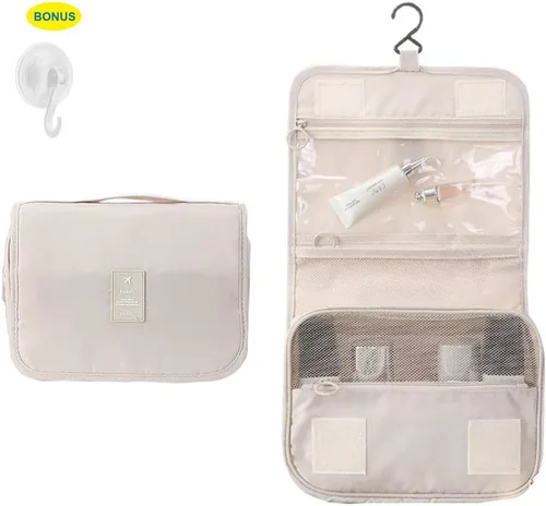 Vista 2 de Erliway Neceser colgante de viaje para mujeres y hombres, bolsa de ducha portátil de baño con gancho, gran capacidad, impermeable, organizador