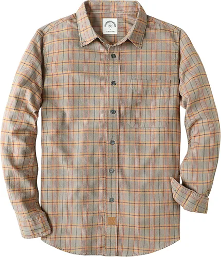 Vista 16 de Dubinik® Camisa de franela, para hombre, de manga larga, a cuadros, suave, 100% algodón, informal, con botones, ajuste regular Gris Negro