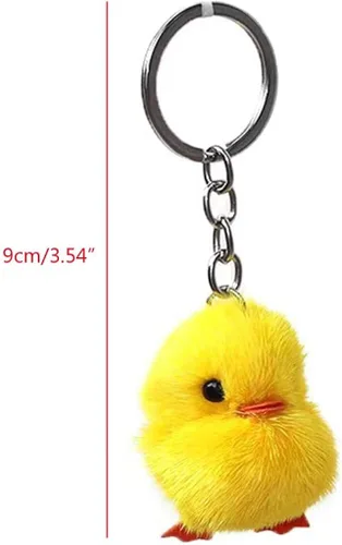 Vista 4 de LIANGLIN WU llavero para mujeres y hombres, 5 piezas peludas de pato amarillo pelusa suave pollitos llaveros Pascua llavero bolso joyería accesorios