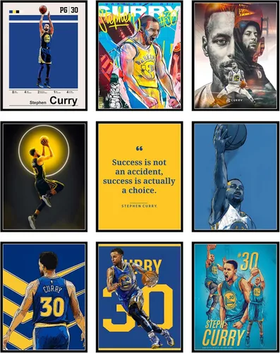 Vista 13 de Bigwig Prints Pósteres de baloncesto para dormitorio de niños, decoración de sala de baloncesto, carteles de la NBA, Steph Curry, arte de pared