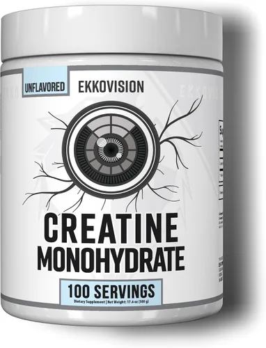 Vista 14 de Ekkovision Polvo de Monohidrato de Creatina Micronizado, Cereza Negra, Suplemento Pre Entrenamiento y Post Entrenamiento para Hombres y Mujeres
