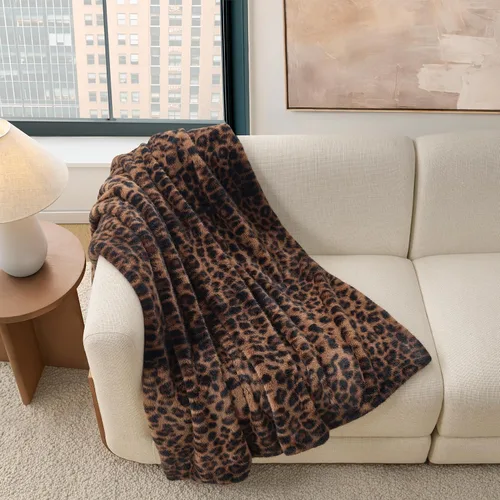Vista 7 de UGG Everett - Manta para el hogar, 50 x 70 pulgadas, color negro (leopardo)