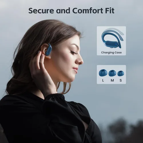 Vista 4 de TRAUSI Auriculares Bluetooth, auriculares inalámbricos con IPX7 resistente al agua, micrófono con cancelación de ruido, auriculares de carga rápida