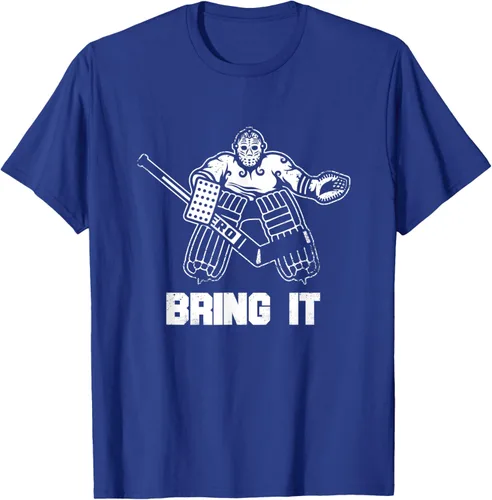 Vista 18 de Divertida camiseta gráfica de ropa de portero de hockey sobre hielo, Negro, S