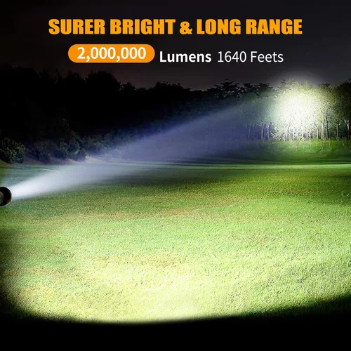Vista 2 de Foco recargable, 99000 lúmenes, linterna LED brillante, reflector de luz de larga duración, focos de mano para exteriores con paneles solares
