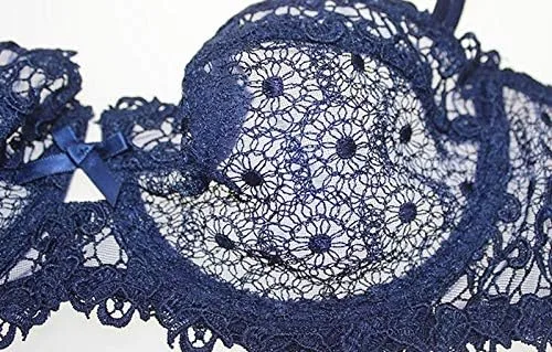 Vista 5 de Lefox Lumiere - Conjunto de brasier balconette sin forrar y bombachas de encaje para mujer