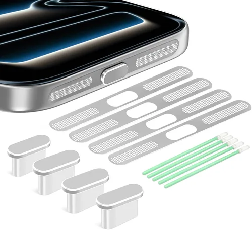 Vista 9 de Tapón Antipolvo USB C, Cubierta de Puerto USB C Tipo C Tapón Cubierta de Puerto de Carga Cubierta Antipolvo de Altavoz, Accesorios para iPhone 17