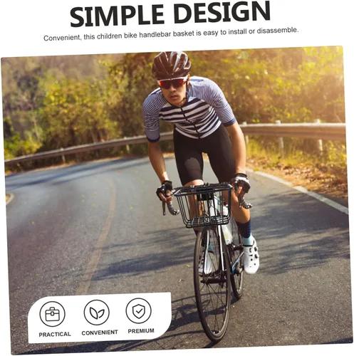 Vista 4 de Cesta de hierro para bicicleta, cesta delantera de bicicleta, contenedor de bicicleta, accesorios para bicicleta de montaña, cesta para manillar