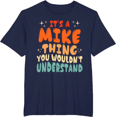 Vista 55 de Camiseta retro de los años 80 con texto en inglés "It's A Mike Thing You Wouldn't Understand", Negro