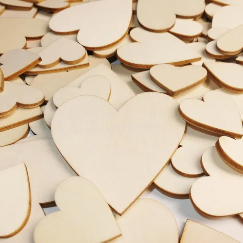 Vista 5 de HADDIY Corazones pequeños de madera para manualidades, 175 piezas de diferentes tamaños surtidos sin terminar piezas de corazón de madera