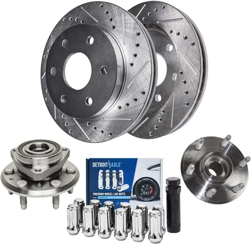 Vista 20 de Detroit Axle - Kit de freno delantero para Hyundai Nexo 2019-2024, rotores de freno perforados y ranurados, pastillas de freno de cerámica
