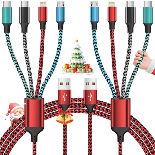 Vista 15 de Cable USB C a Lightning, cable de carga 4 en 1 de 240 W, 5 pies, cable de carga múltiple USB A/C a C/Lightning con luz para iPhone 16/15/14/13